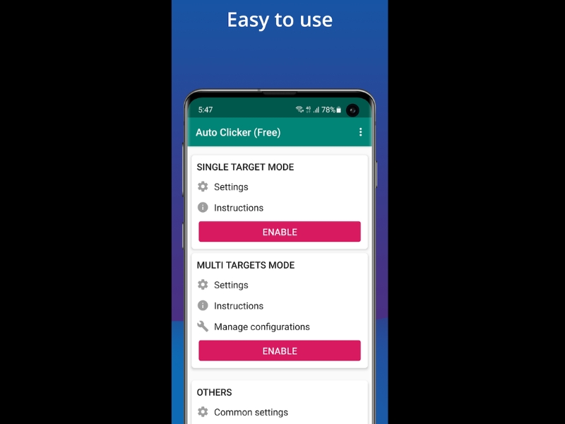Giao diện trực quan dễ dùng với Auto Click APK